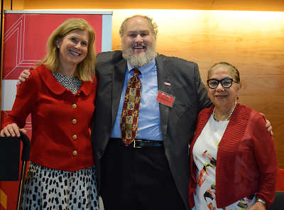 Vice President Eloise Brice, Dr. Michael A. Olivas and Dr. Augustina “Tina” Reyes at the 2017 Faculty & Staff Campaign Celebration